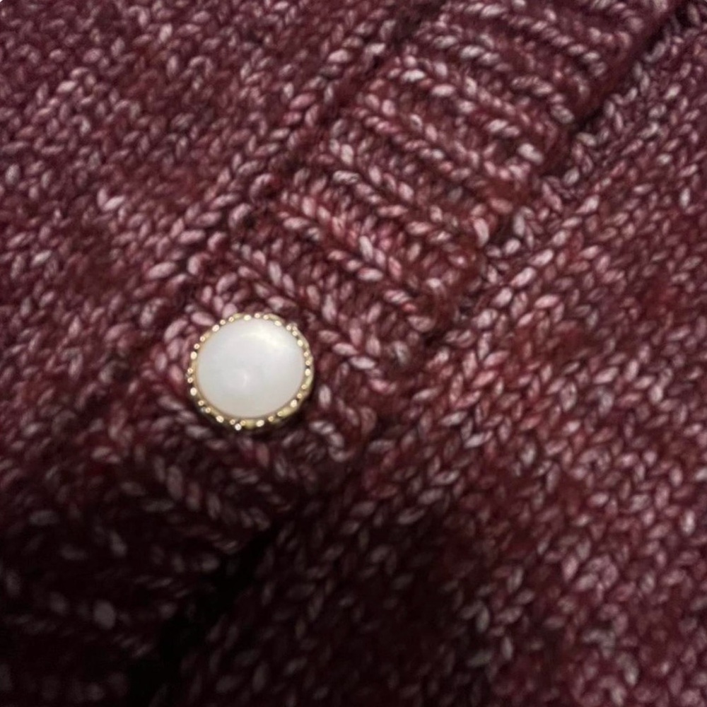 NWT C&C California Burgundy Floral-Appliqué Pearl-Button Cardigan - Picture 5 of 7